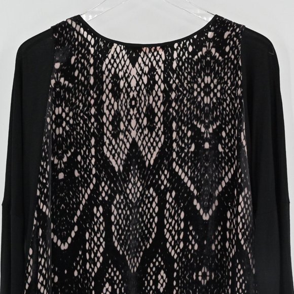REBECCA TAYLOR Womens 100% Silk Velvet Snake Print Burnout Dolman Black Size 10 - Picture 6 of 9